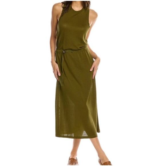 Rag and Bone NWT Rower Belted Dress Midi Sleeveless Dark Olive Green Size Small - Picture 1 of 12